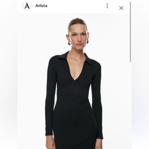 Aritzia Contour Polo Longsleeve Dress Black (Never Worn)